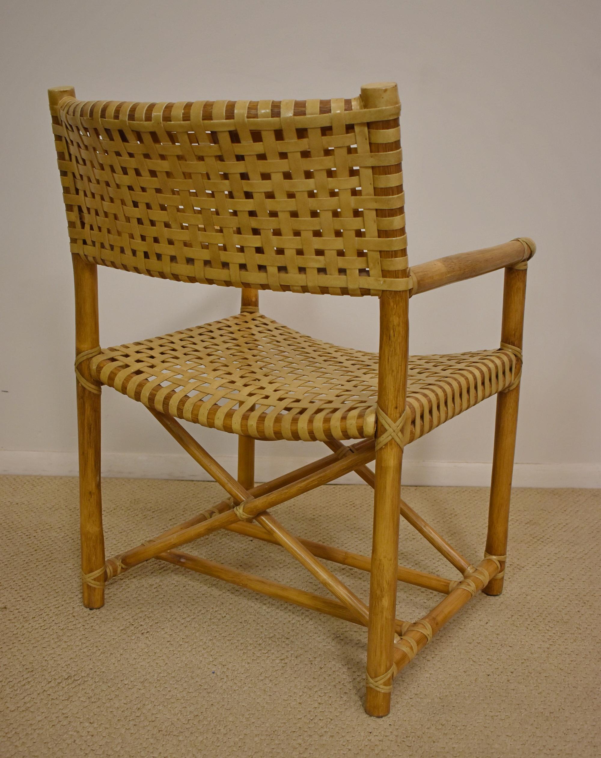 Modern Six Vintage McGuire Antalya Bamboo & Rawhide Chairs