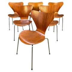 Six Vintage Mid Century Danish "Serie 7" Teak Dining Chairs by Arne Jacobsen