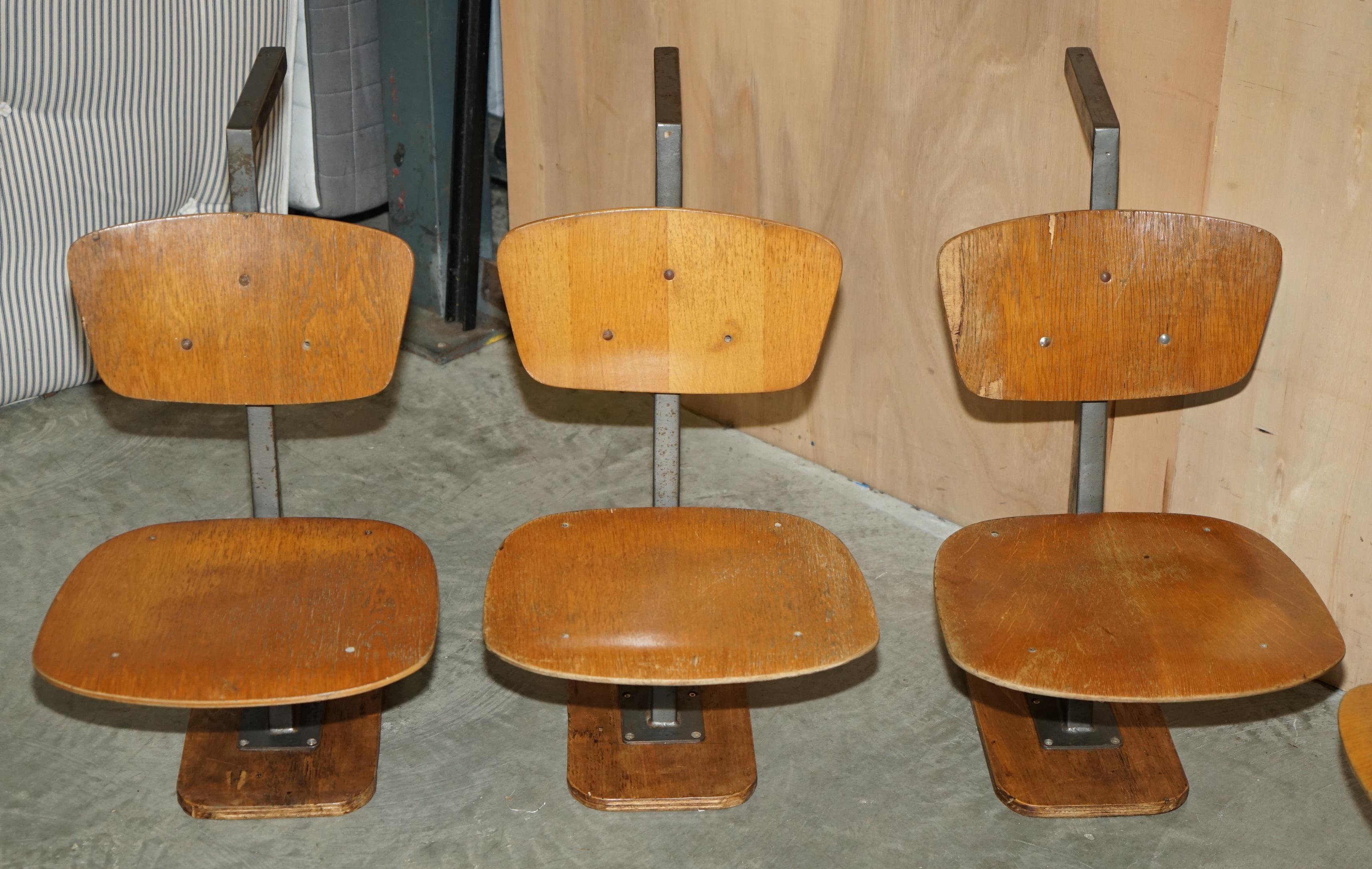 Mid-Century Modern SIX VINTAGE MID CENTURY MODERM PLYWOOD FOLDING STADIUM SEATING WITH NEW BASEs For Sale