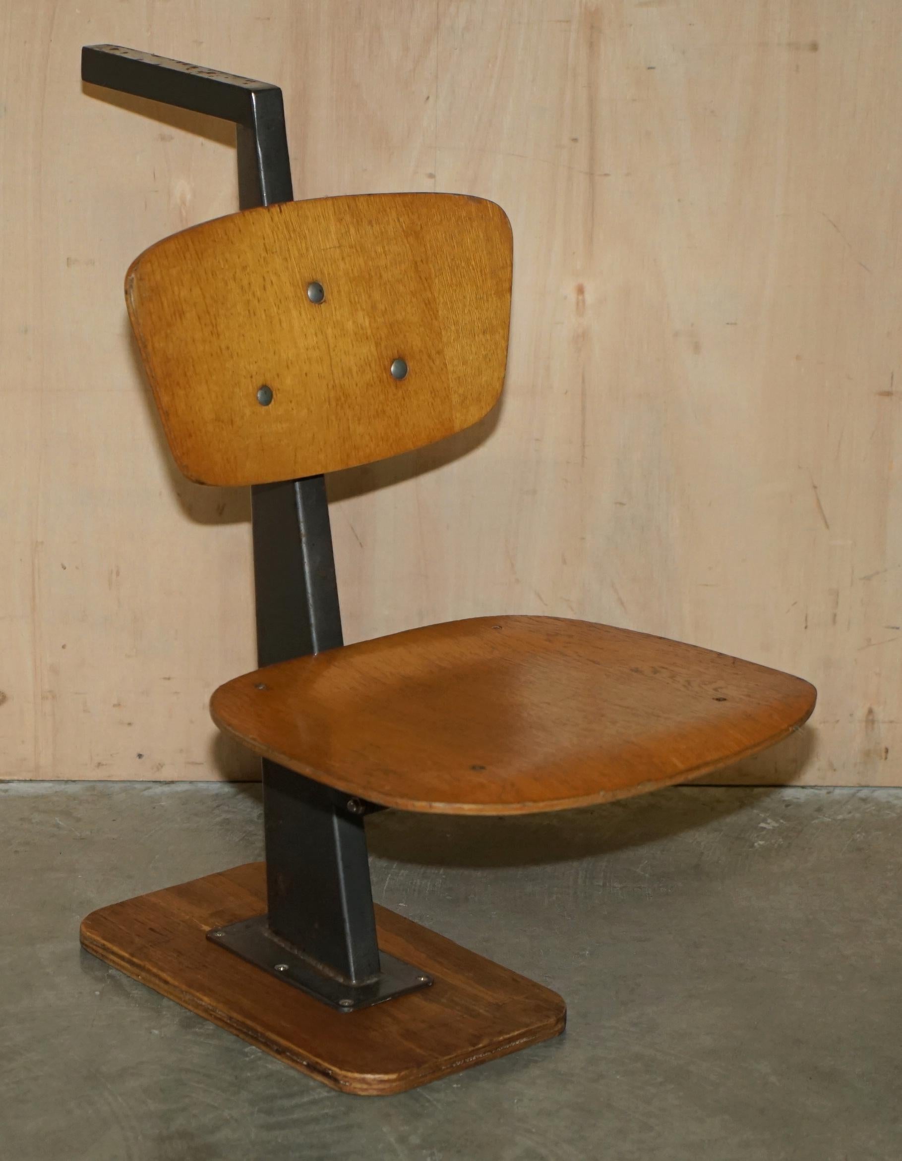 Hand-Crafted SIX VINTAGE MID CENTURY MODERM PLYWOOD FOLDING STADIUM SEATING WITH NEW BASEs For Sale