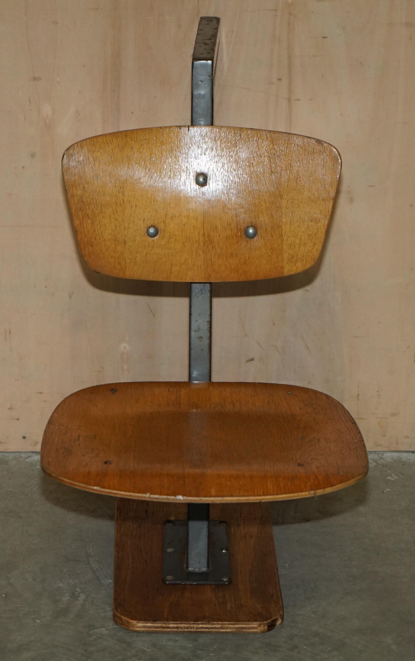 20th Century SIX VINTAGE MID CENTURY MODERM PLYWOOD FOLDING STADIUM SEATING WITH NEW BASEs For Sale