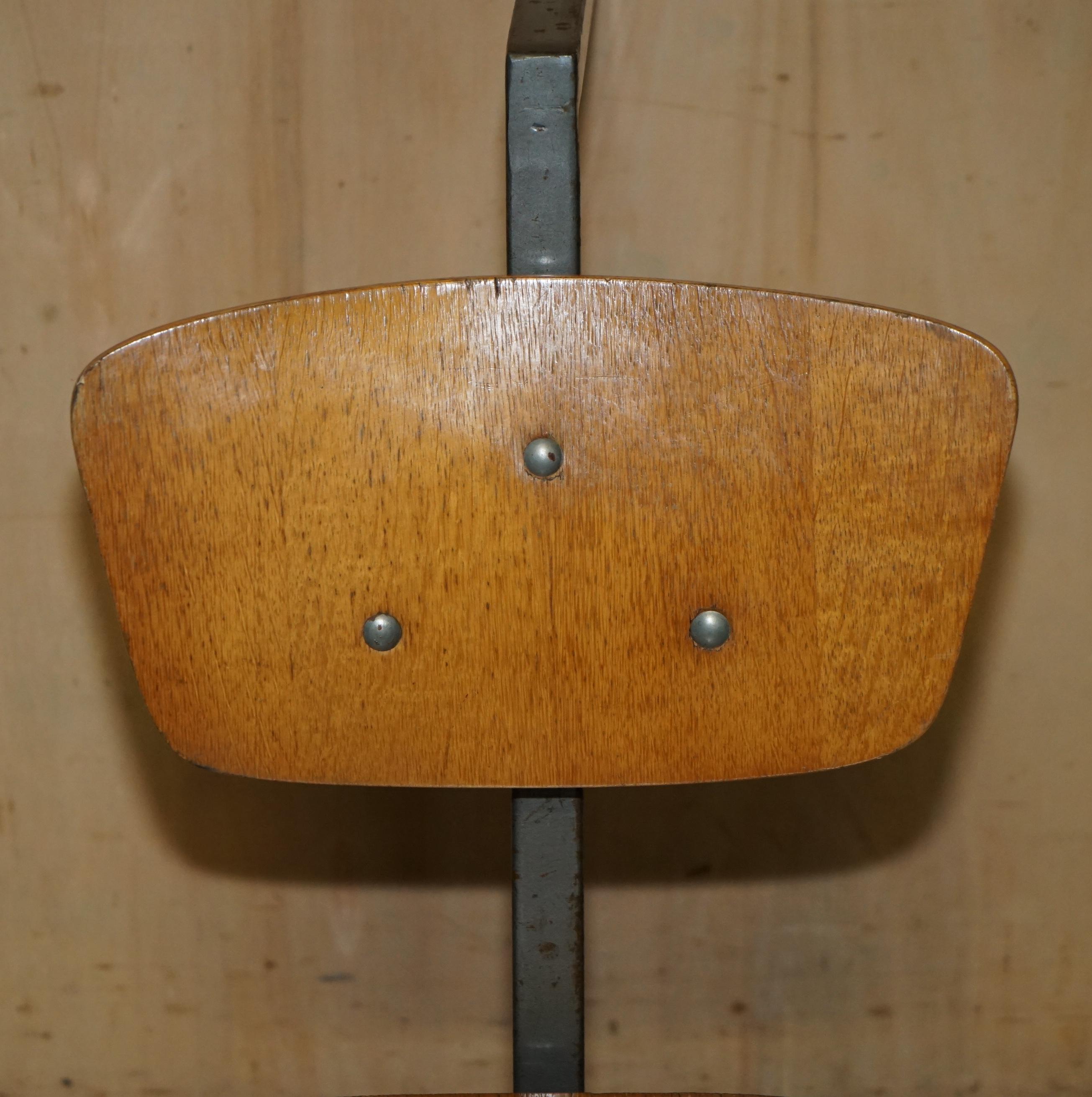 Metal SIX VINTAGE MID CENTURY MODERM PLYWOOD FOLDING STADIUM SEATING WITH NEW BASEs For Sale