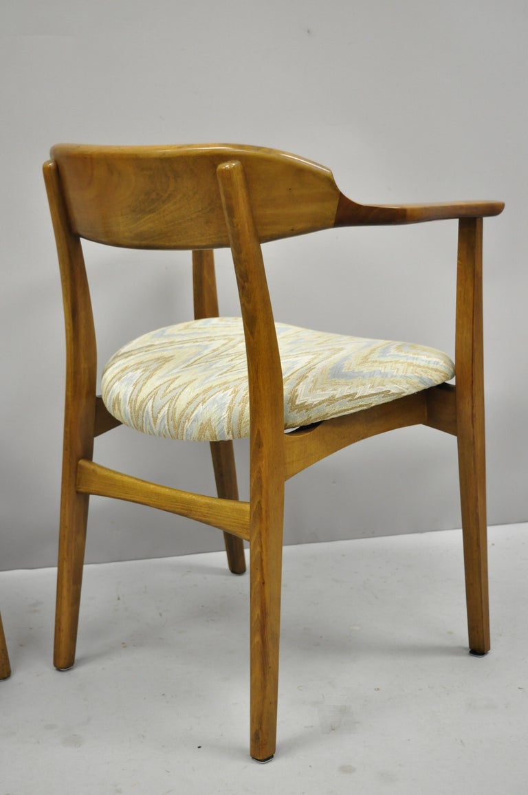 Six Vintage MidCentury Modern Sculpted Walnut Barrel Back Dining Room