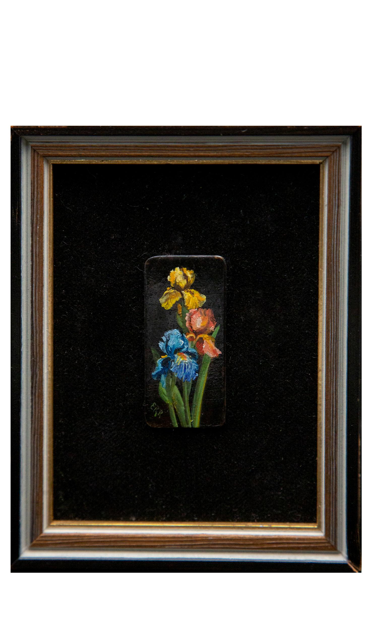 American Six Vintage Miniature Paintings of Flowers