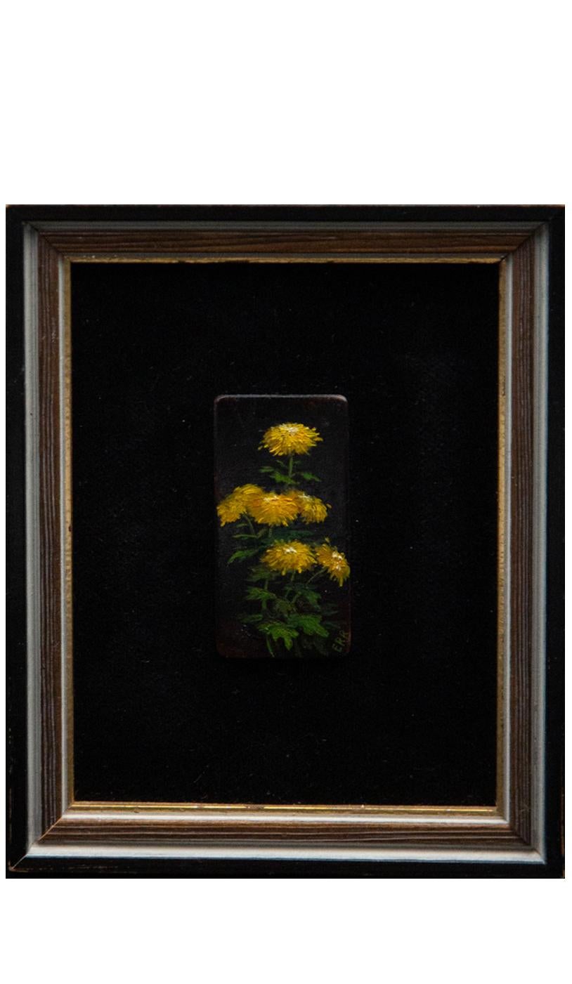 Six Vintage Miniature Paintings of Flowers In Excellent Condition In New York, NY