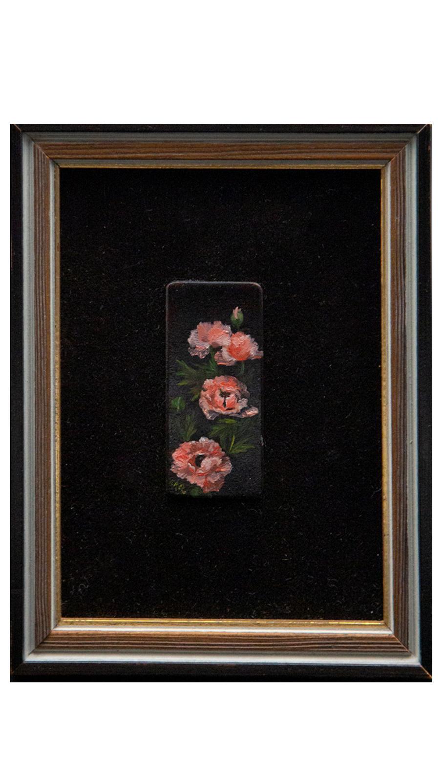 Late 20th Century Six Vintage Miniature Paintings of Flowers