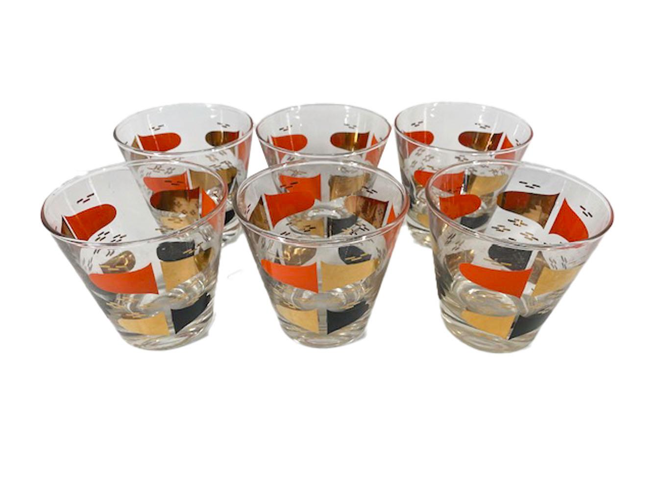 Six Vintage Old Fashioned Glasses in the Atomic Style at 1stDibs