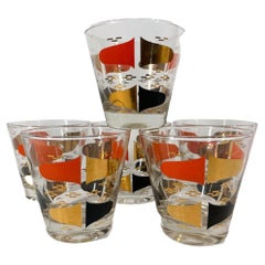 Six Vintage Old Fashioned Glasses in the Atomic Style