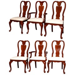 Six chaises à manger vintage de style Pennsylvania House en cerisier de style Queen Anne