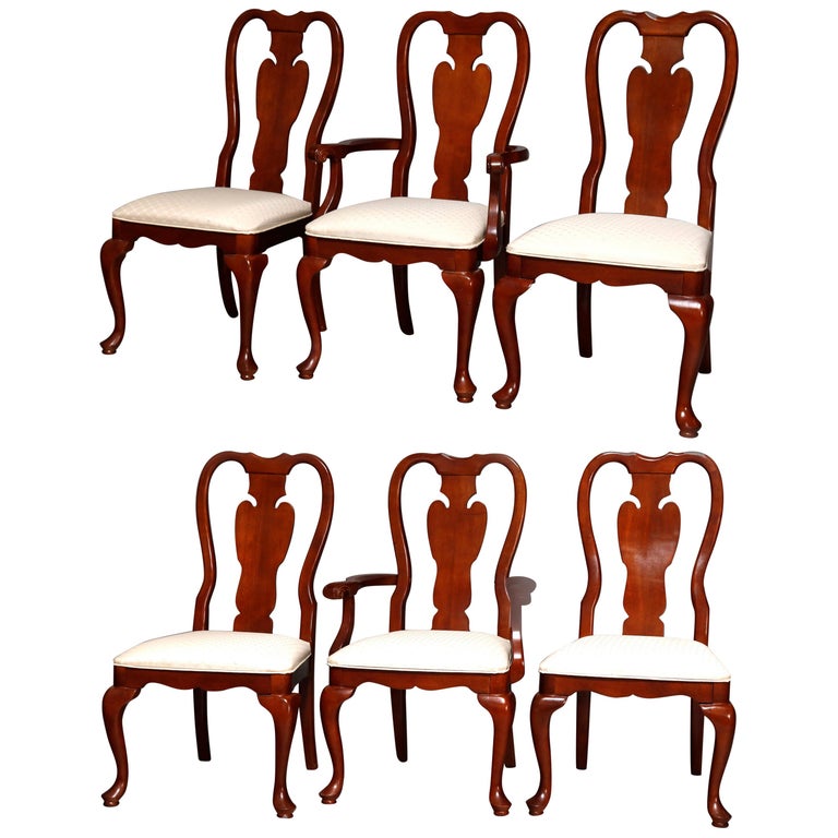 Six Vintage Pennsylvania House Style Cherry Queen Anne Style Dining Chairs For Sale At 1stdibs