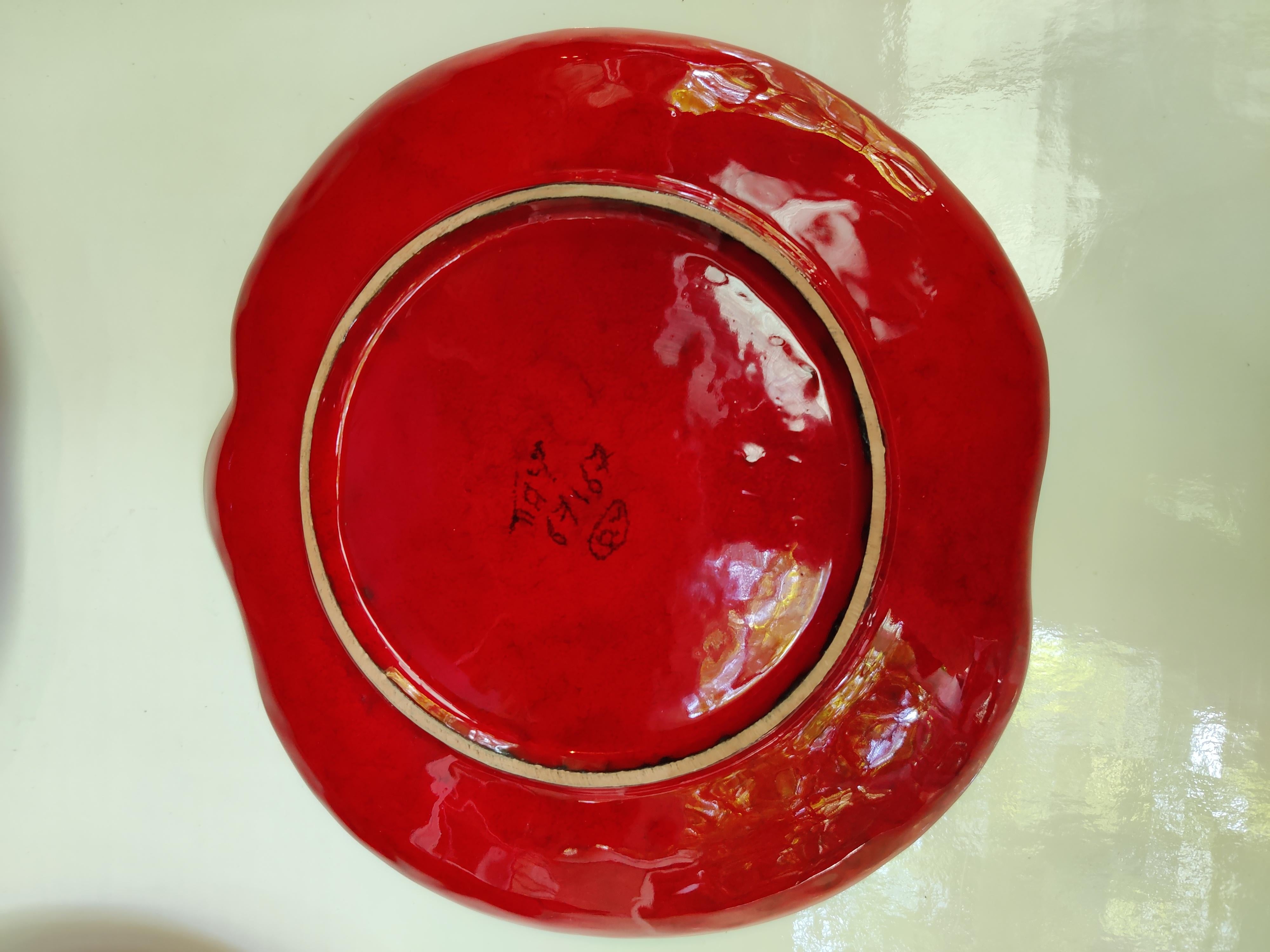 Six Vintage Red Majolica Ceramic Tomato Lunch/Salad Plates 6