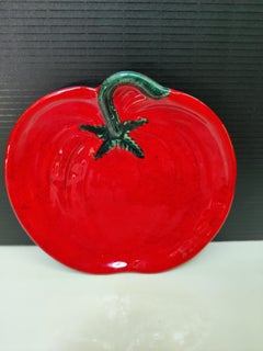 Six Vintage Red Majolica Ceramic Tomato Lunch/Salad Plates