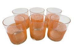Six Vintage Rocks Glasses by Culver, LTD in "Coral Icicle" Ring Pattern