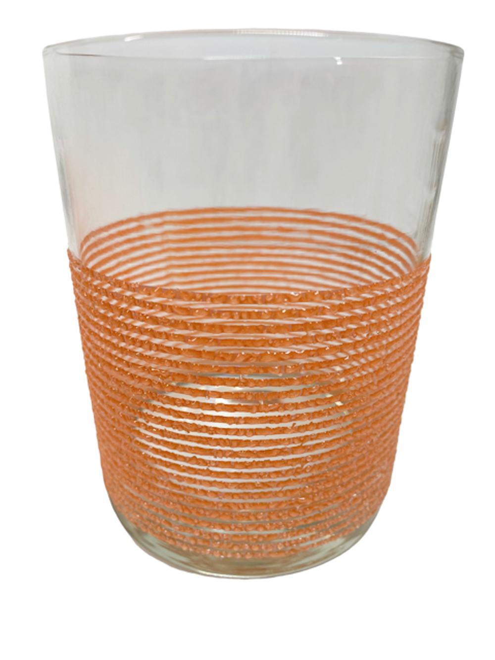 Sechs Vintage-Gläser mit Felsen von Culver, LTD, Ringmuster „Coral Icicle“ (Moderne der Mitte des Jahrhunderts) im Angebot
