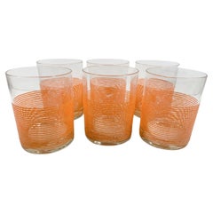 Six Vintage Rocks Glasses by Culver, LTD in "Coral Icicle" Ring Pattern