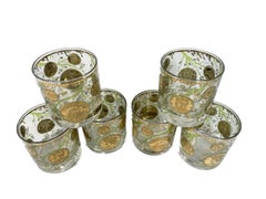 Six Vintage Rocks Glasses by Culver, LTD in the 'Midas" Pattern with 22k Gold