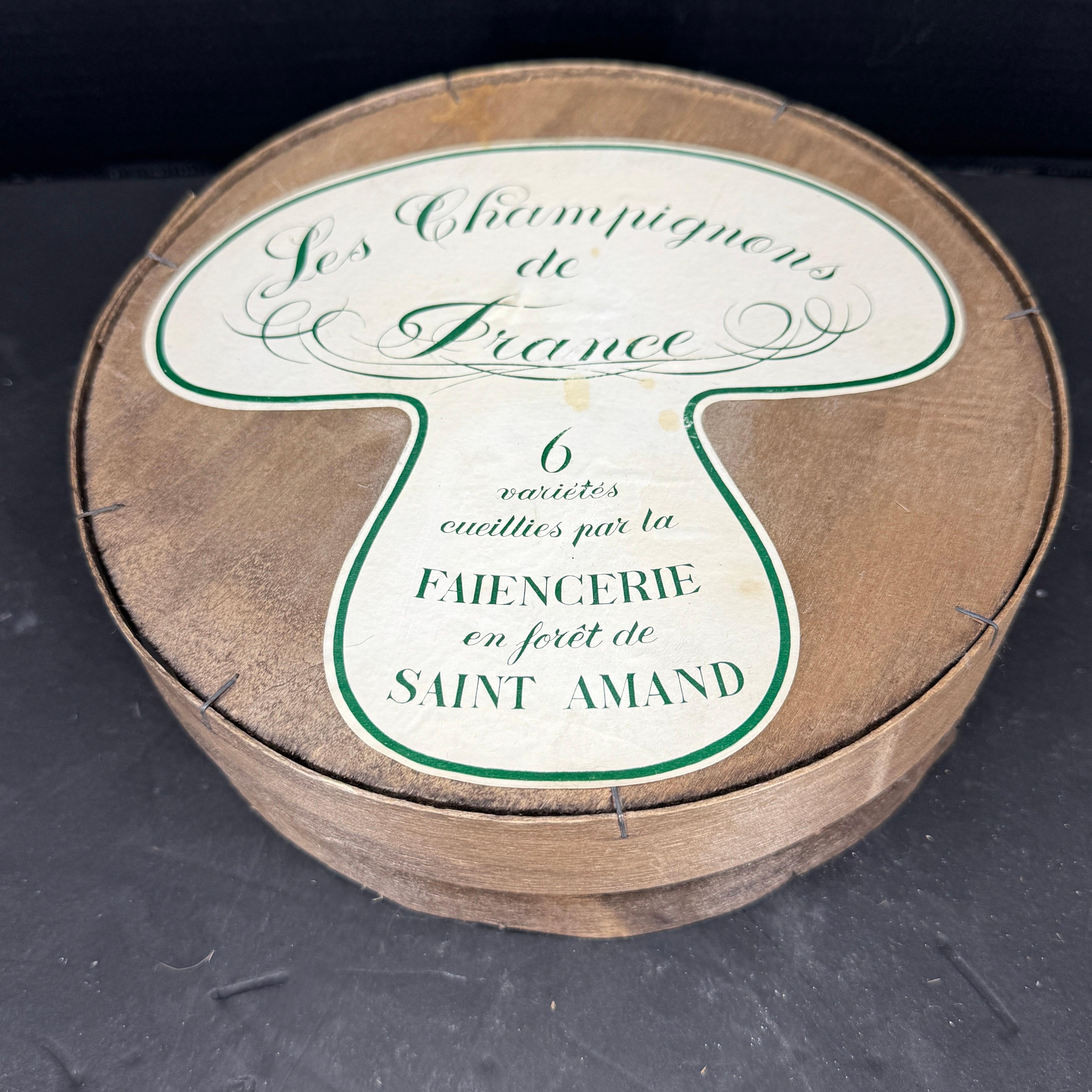 Six Vintage Saint Amand French Mushroom Porcelain Plates, a Set For Sale 5