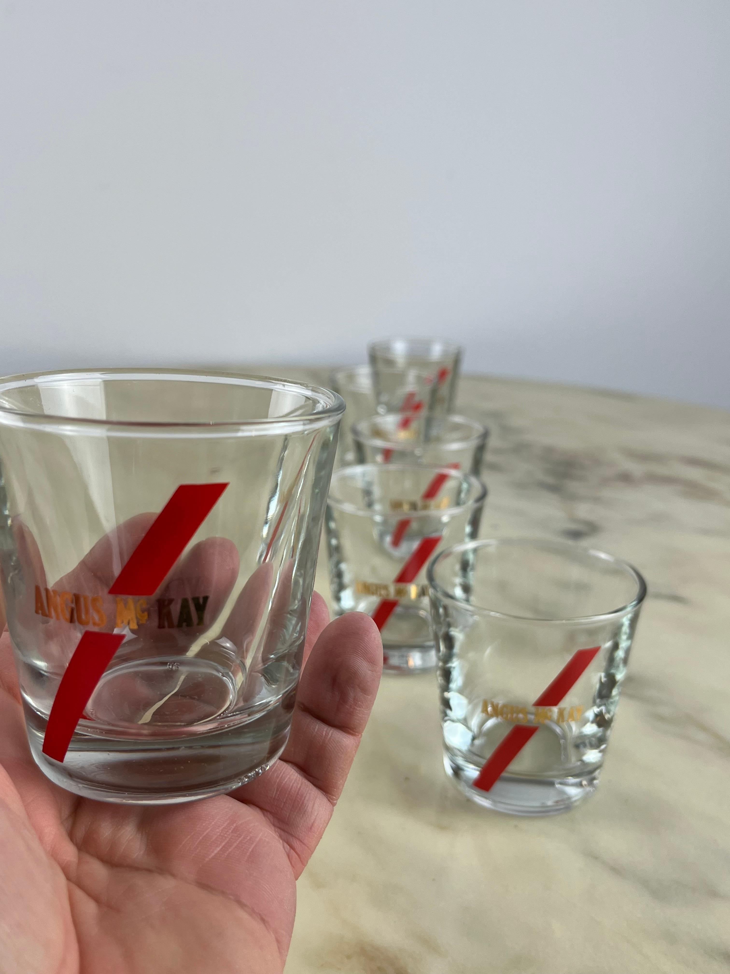 Scottish Six Vintage Whiskey Glasses, Boxed, Never Used, Augus Mc Kay, 1970 For Sale
