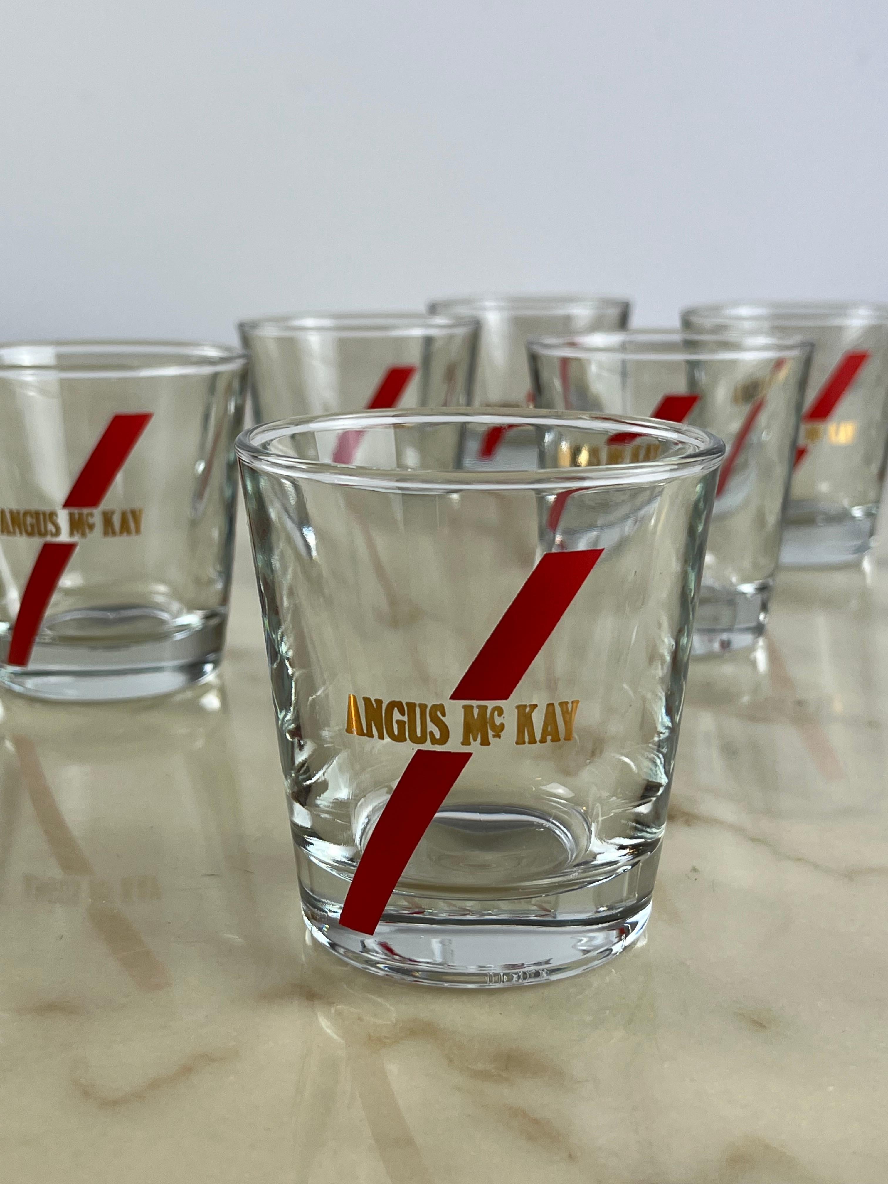 Late 20th Century Six Vintage Whiskey Glasses, Boxed, Never Used, Augus Mc Kay, 1970 For Sale