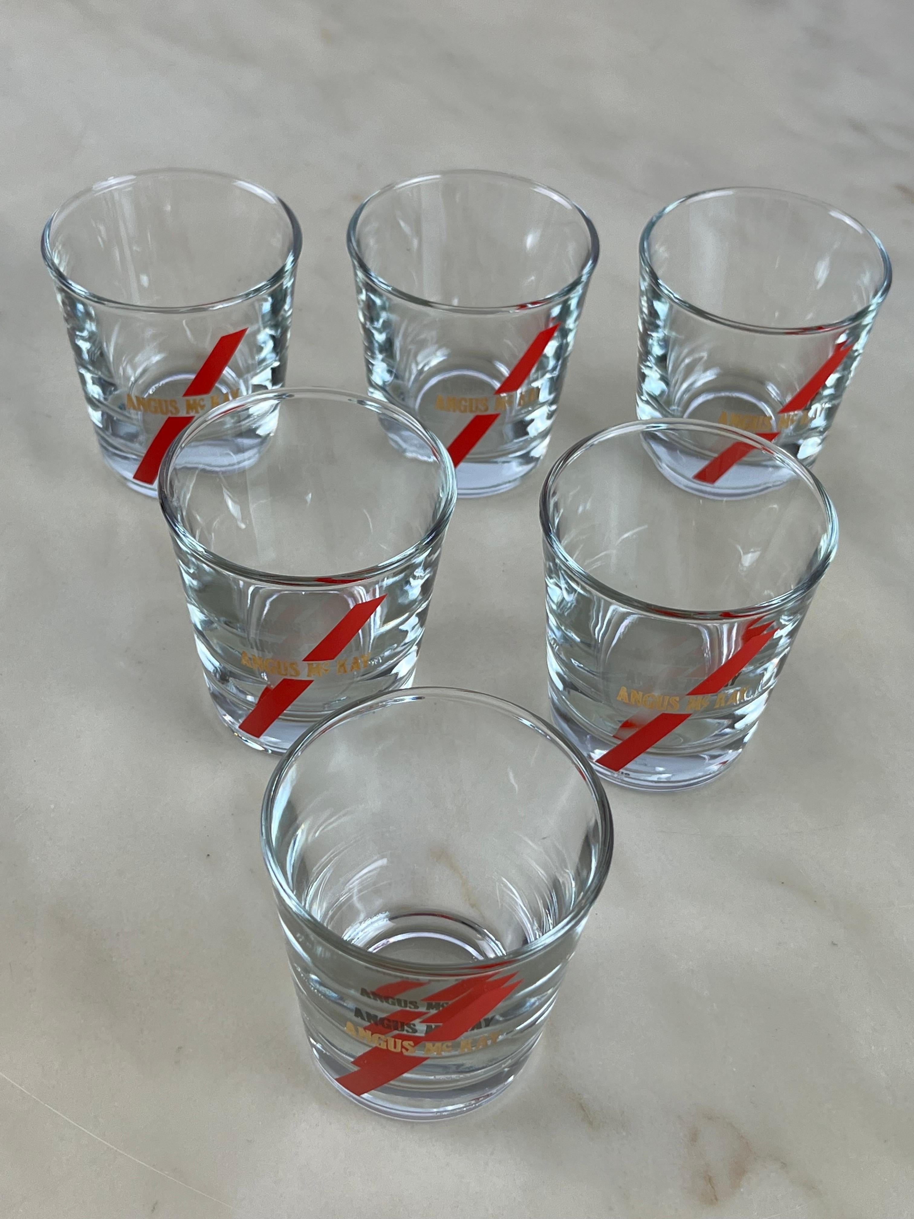 Six Vintage Whiskey Glasses, Boxed, Never Used, Augus Mc Kay, 1970 For Sale 1