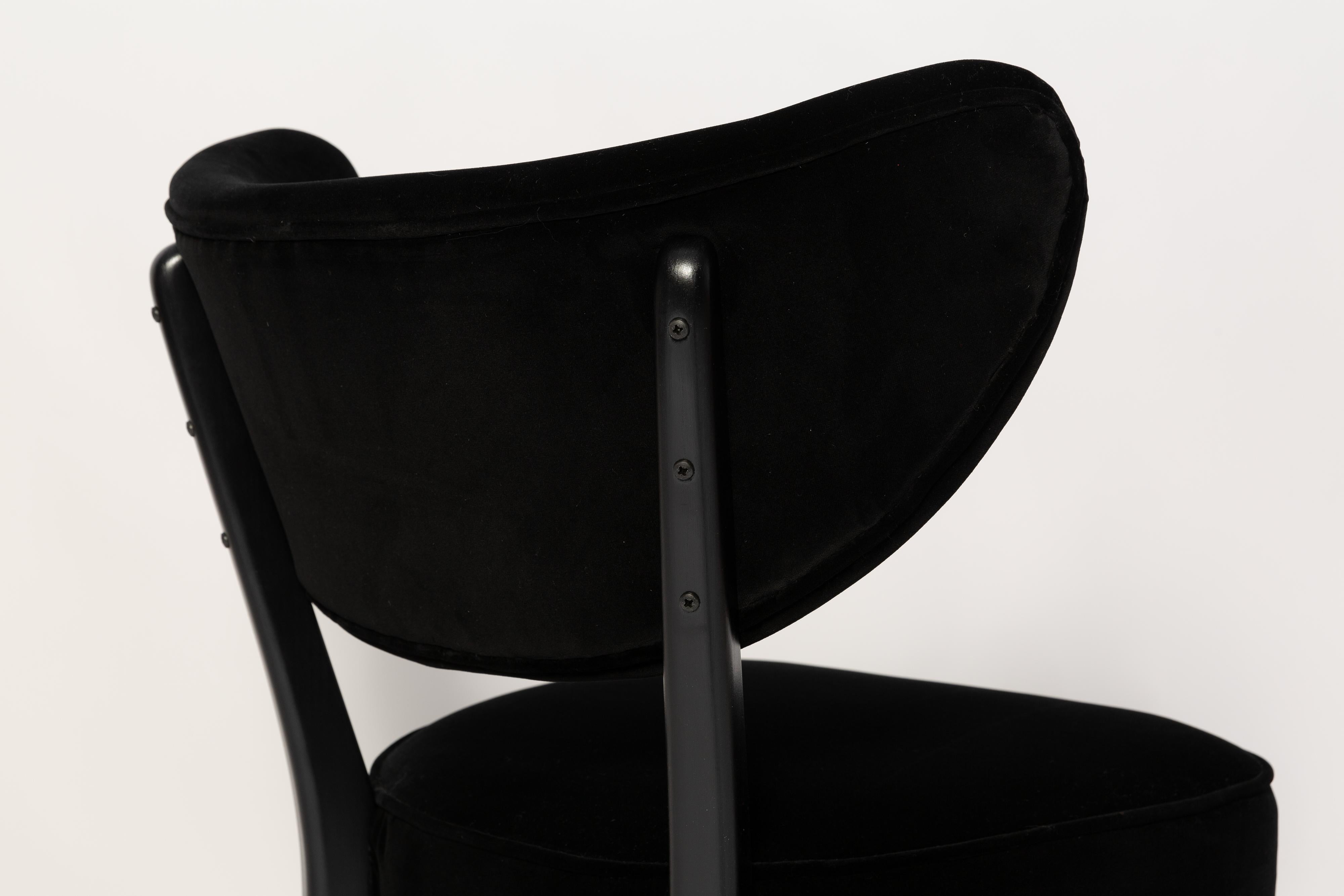 Bouclé Six Vintola Dining Chairs, Black Velvet Adamo and Eva by Dedar, Europe, Poland For Sale