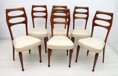 Six Vittorio Dassi Mid-Century Modern Italian Mahogany Dining Chairs, 1950s