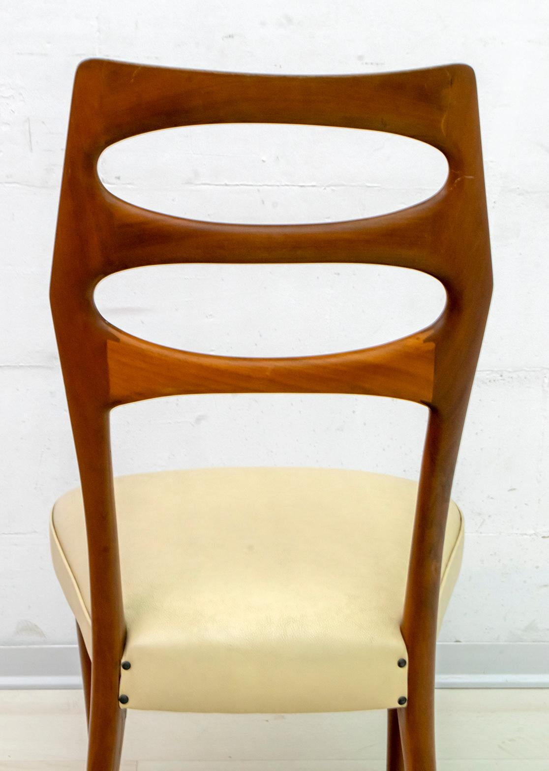 Six Vittorio Dassi Mid-Century Modern Italian Mahogany Dining Chairs, 1950s For Sale 1