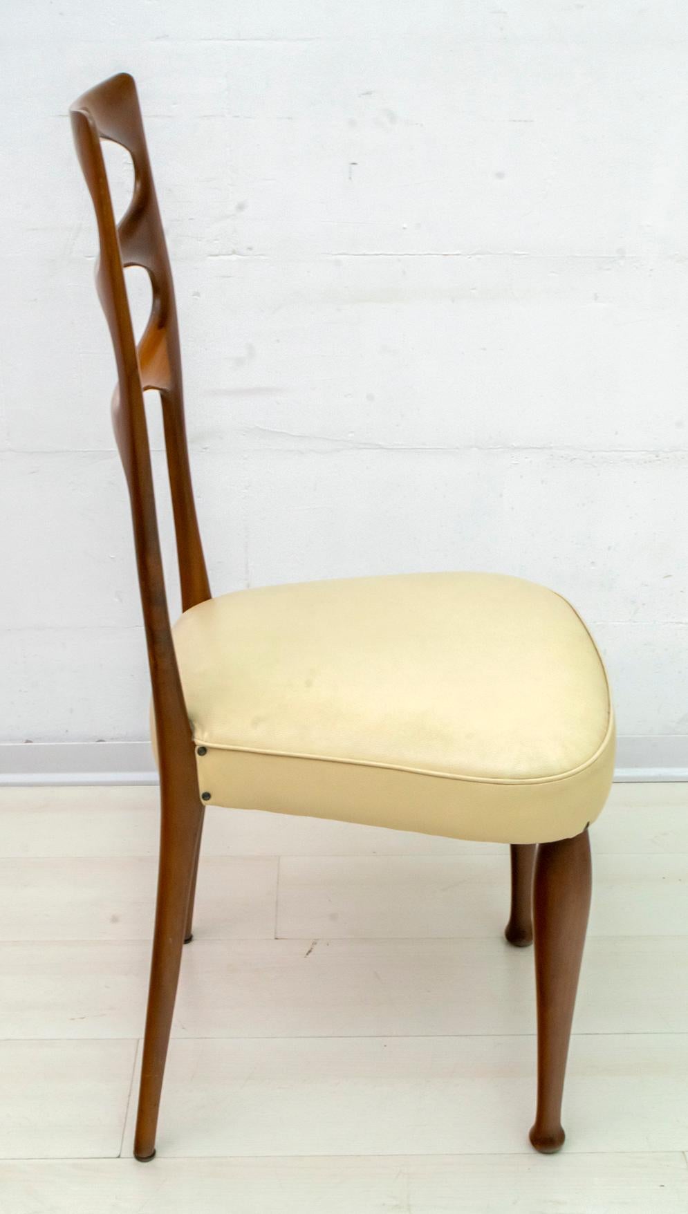 Six Vittorio Dassi Mid-Century Modern Italian Mahogany Dining Chairs, 1950s For Sale 3