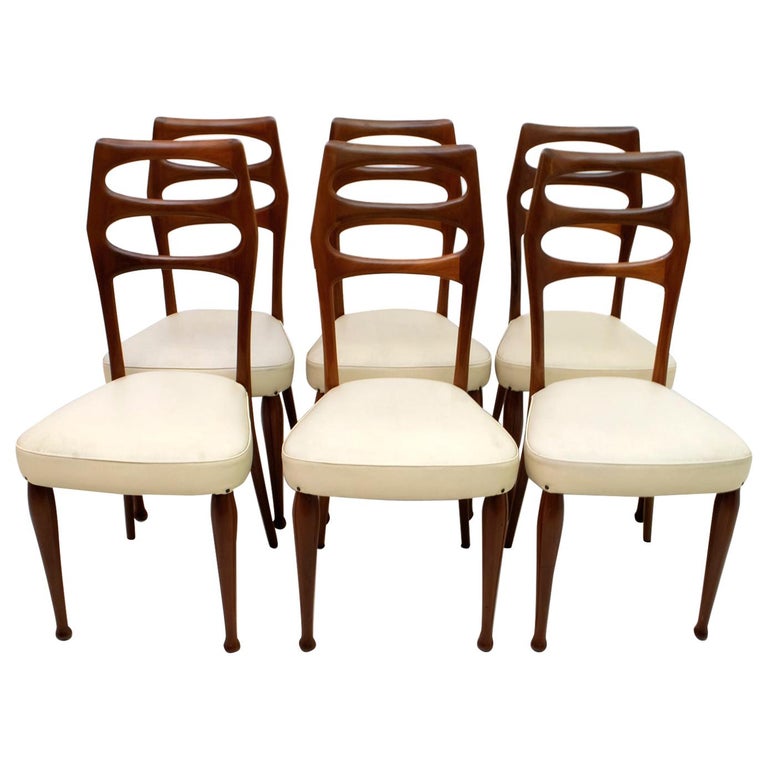 Set of six Vittorio Dassi Mahogany Dining Chairs, 1950s, offered by Mid-century Domus S.R.L.