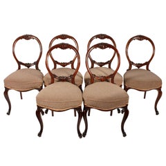 Six Walnut Cabriole Leg Chairs