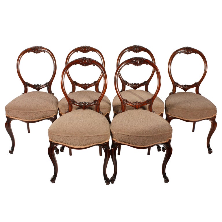 Six Walnut Cabriole Leg Chairs For Sale at 1stDibs