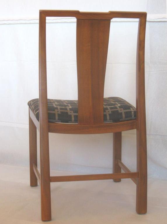 Michael Taylor 6 chaises de salle à manger en noyer de la collection Baker Furniture Far East des années 1950 Bon état - En vente à Camden, ME