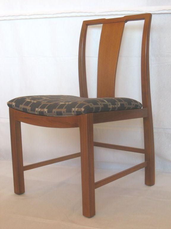 Michael Taylor Walnut 6 Dining Chairs Baker Furniture Far East Collection 1950s In Good Condition For Sale In Camden, ME