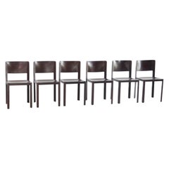 Six Warm Red Italian Leather Dining Chairs by Matteo Grassi, 1970s