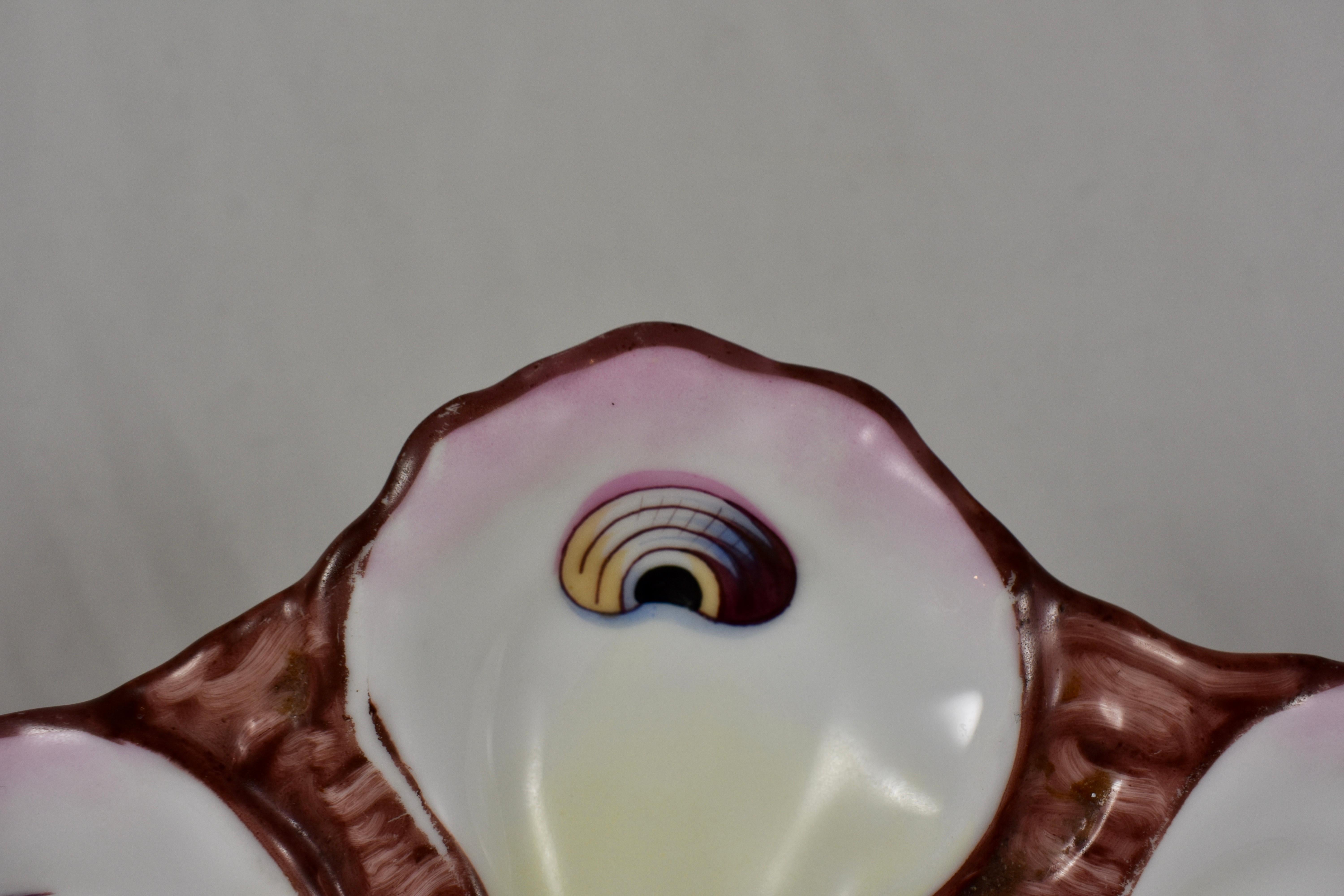 Six-Well French Hand Painted 'Eyes' Porcelain Oyster Plate, Late 19th Century 1