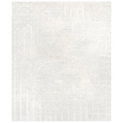 Six White - Plain Nice Hand Knotted Wool Bamboo Silk Allo Rug