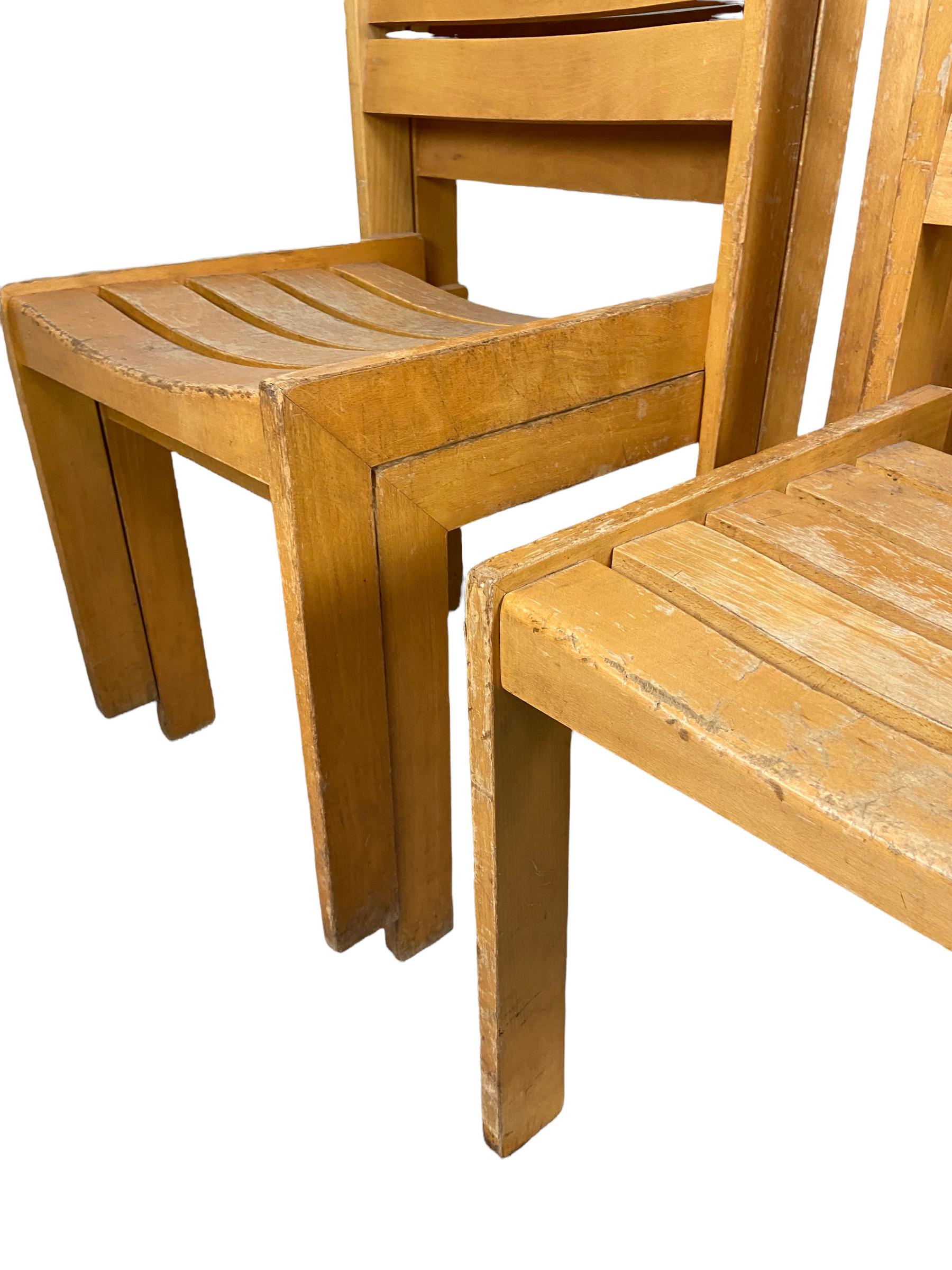 Beech Six “Wilkhahn” Stacking Chairs For Sale