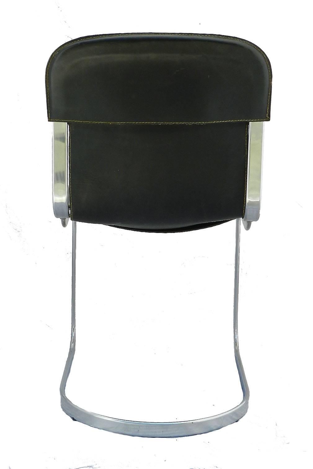 Late 20th Century Six Willy Rizzo Dining Chairs for Cidue Italy Black Leather, 1970s For Sale