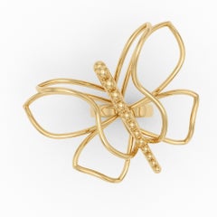 Six wings 18kt gold ring big Butterfly Luna (Moon)