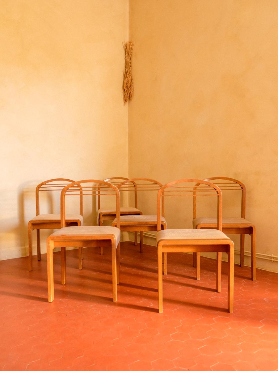 Laminated Six Wooden Chairs, 60's, Mid-Century Italian design