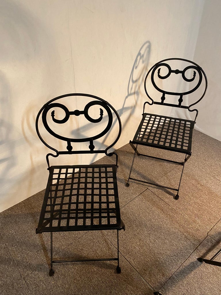 Six Wrought Iron Chairs, French, 20th Century For Sale at 1stDibs