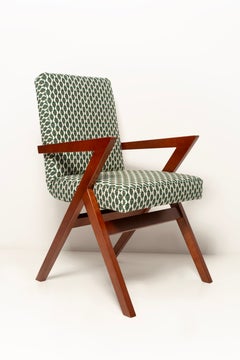 Six Zet Dining Chairs in Green and White Jacquard, Vintola Studio