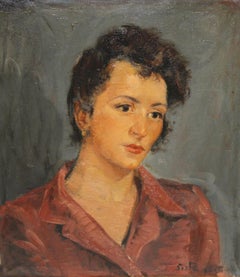 Retrato femenino - Óleo sobre tela - Firmado y enmarcado