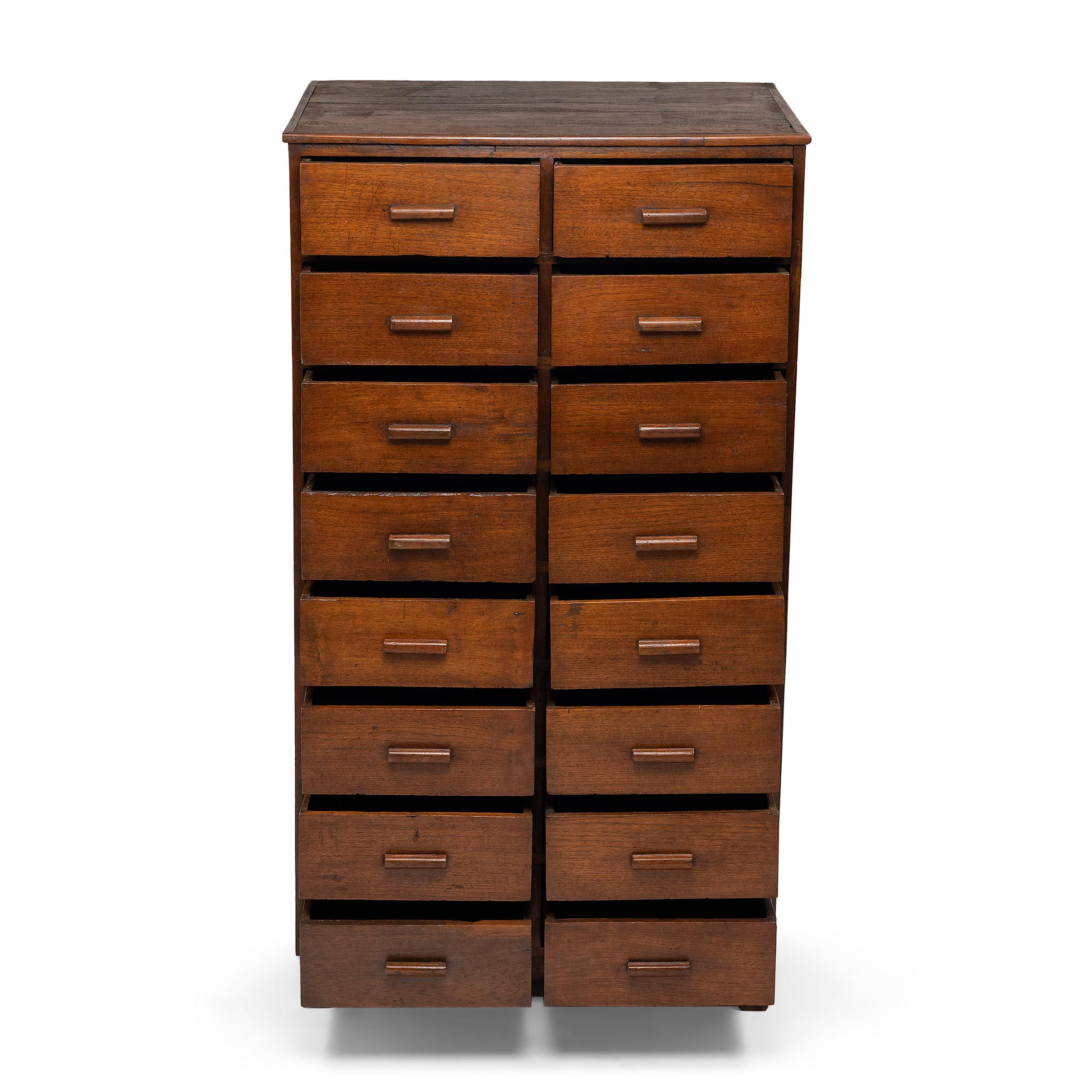 20th Century Sixteen Drawer Chinese Collector's Cabinet, c. 1900 For Sale