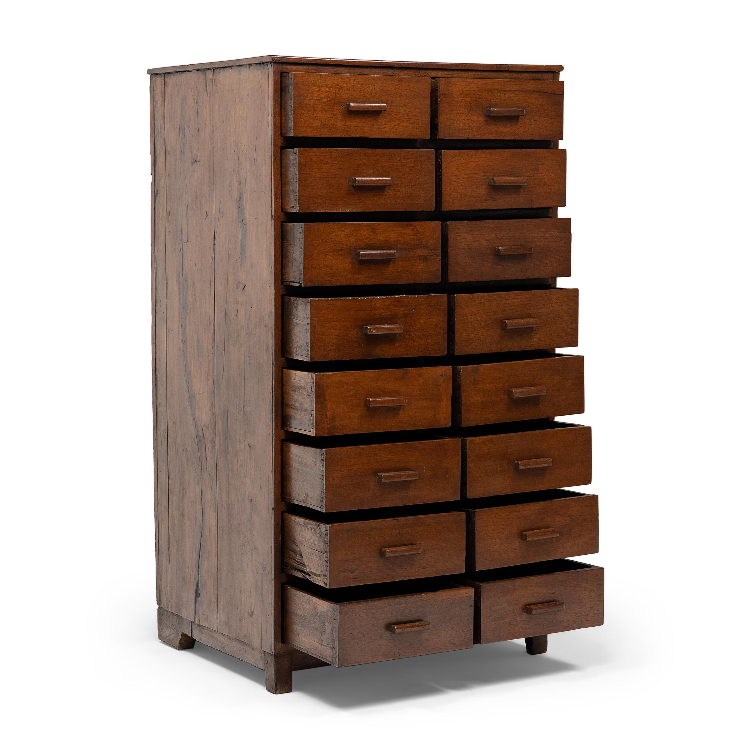 Pine Sixteen Drawer Chinese Collector's Cabinet, c. 1900 For Sale