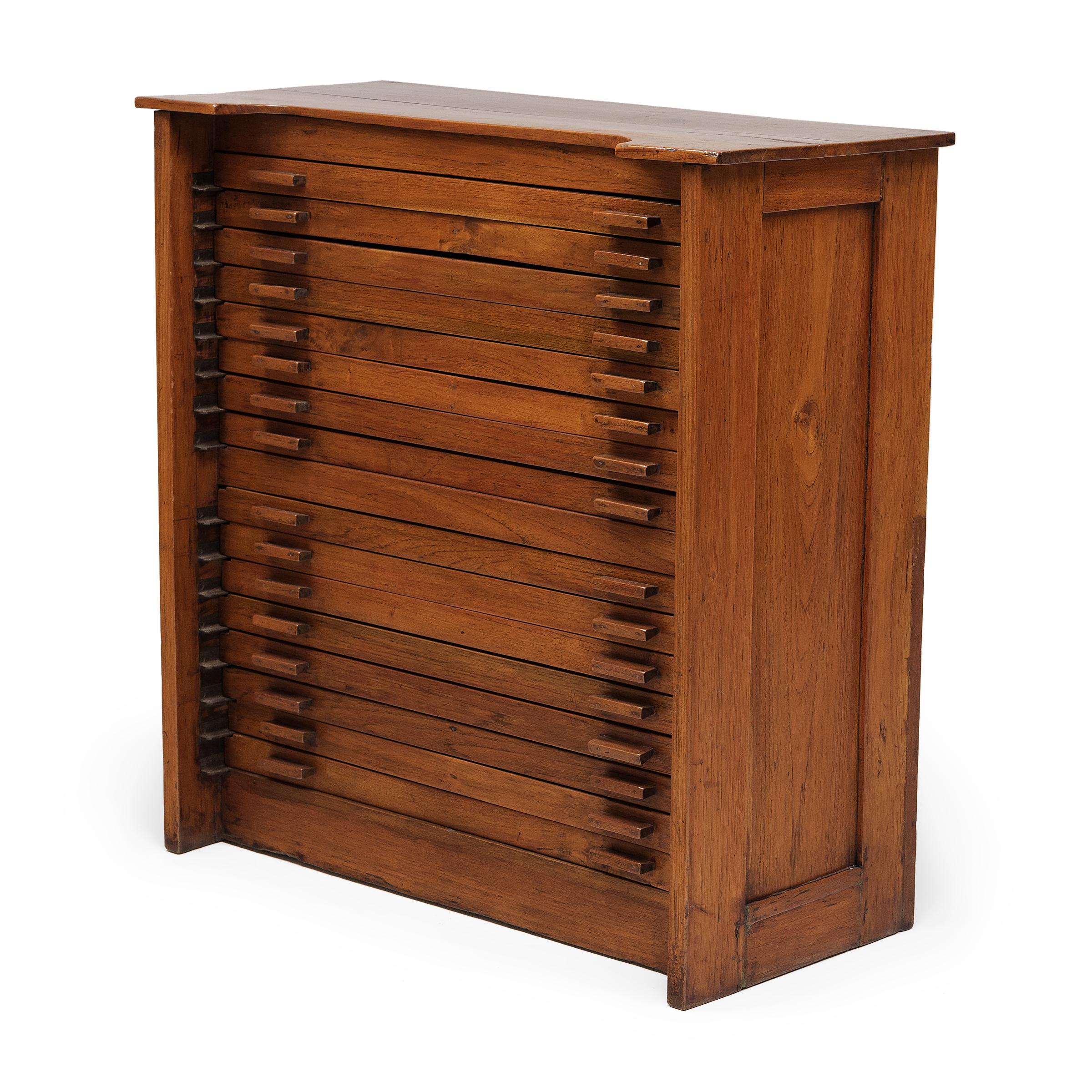 Arts and Crafts Sixteen Drawer Printer's Cabinet, c. 1900