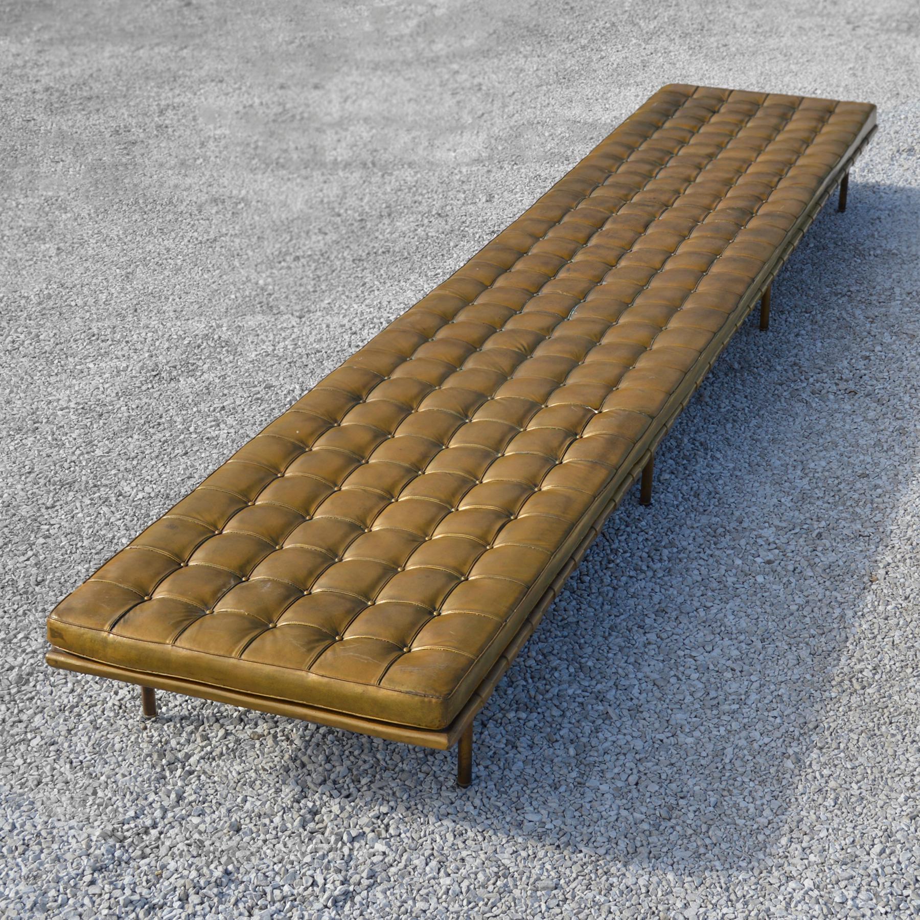 Here is an extraordinarily rare piece with fantastic provenance– this oversize version of Mies van der Rohe’s Barcelona daybed is 16 feet in length and custom fabricated of fiberglass and steel. You would not know that it is fiberglass without