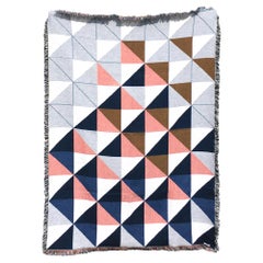 Woven Throw Blanket in Sixteen Geometric with Pink, Navy, Ochre