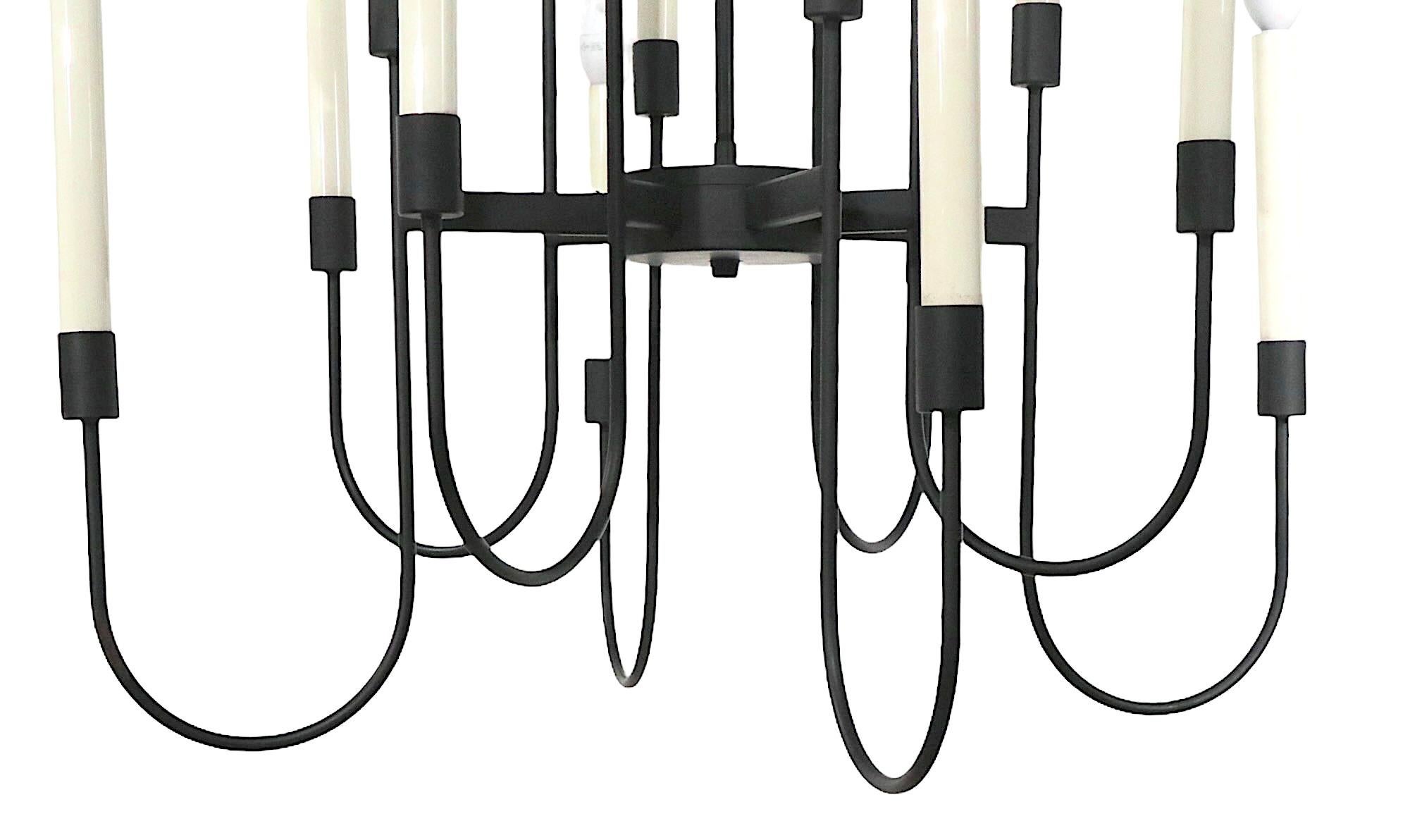 Sixteen Light Candle Style Chandelier in Black Finished Metal by Lightolier  For Sale 2