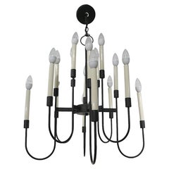 Sixteen Light Candle Style Chandelier in Black Finished Metal by Lightolier 
